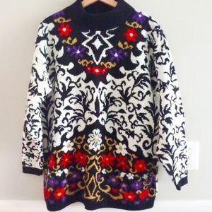 Trimming vintage mock neck thick sweater